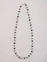 Natural Rudraksha and Sterling Silver Beads Mala Necklace