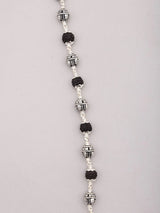 Natural Rudraksha and Sterling Silver Beads Mala Necklace