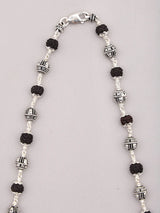 Natural Rudraksha and Sterling Silver Beads Mala Necklace