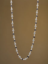Natural Rudraksha and Sterling Silver Beads Mala Necklace