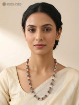 Sterling Silver Damru Mala with Natural Rudraksha Beads