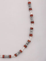 Sterling Silver Damru Mala with Natural Rudraksha Beads