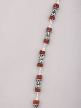 Sterling Silver Damru Mala with Natural Rudraksha Beads