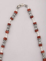 Sterling Silver Damru Mala with Natural Rudraksha Beads