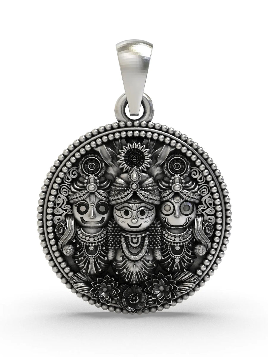 Lord Jagannath Balabhadra Subhadra Sterling Silver Pendant