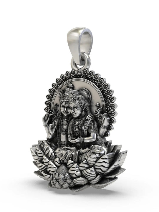 Lakshmi Narayan on Lotus Temple Sterling Silver Pendant