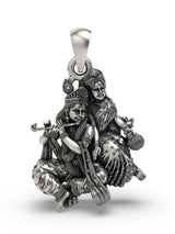 Radha Krishna with Makhan Matki Sterling Silver Pendant