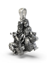 Radha Krishna with Makhan Matki Sterling Silver Pendant