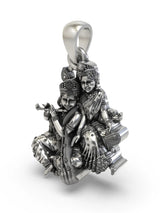 Radha Krishna with Makhan Matki Sterling Silver Pendant