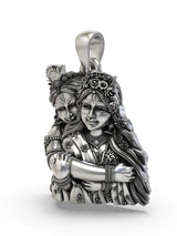 Radha Krishna Embrace Sterling Silver Pendant