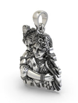 Radha Krishna Embrace Sterling Silver Pendant