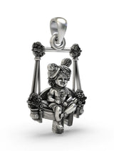 Baby Krishna on Swing Sterling Silver Pendant
