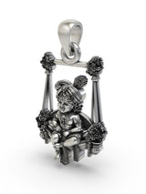 Baby Krishna on Swing Sterling Silver Pendant