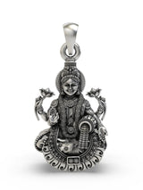 Four-Armed Goddess Lakshmi Sterling Silver Temple Pendant