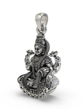 Four-Armed Goddess Lakshmi Sterling Silver Temple Pendant