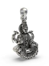 Four-Armed Goddess Lakshmi Sterling Silver Temple Pendant