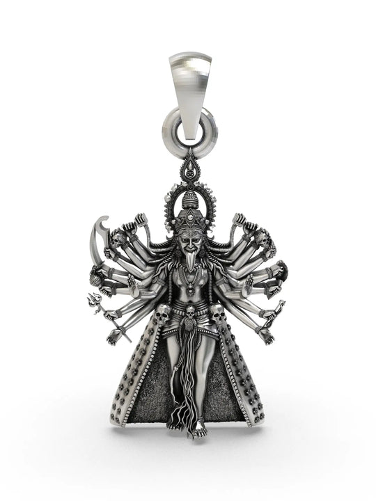 Goddess Mahakali Ugra Roop Sterling Silver Pendant