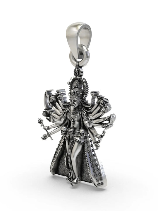 Goddess Mahakali Ugra Roop Sterling Silver Pendant