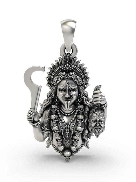 Goddess Kali Skull Garland Sterling Silver Pendant