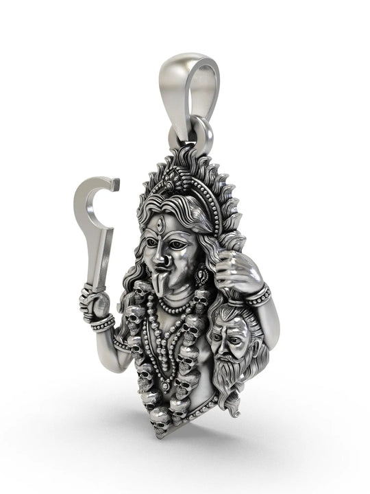 Goddess Kali Skull Garland Sterling Silver Pendant