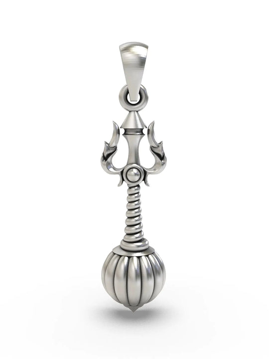 Lord Hanuman Mace and Trishul Sterling Silver Pendant