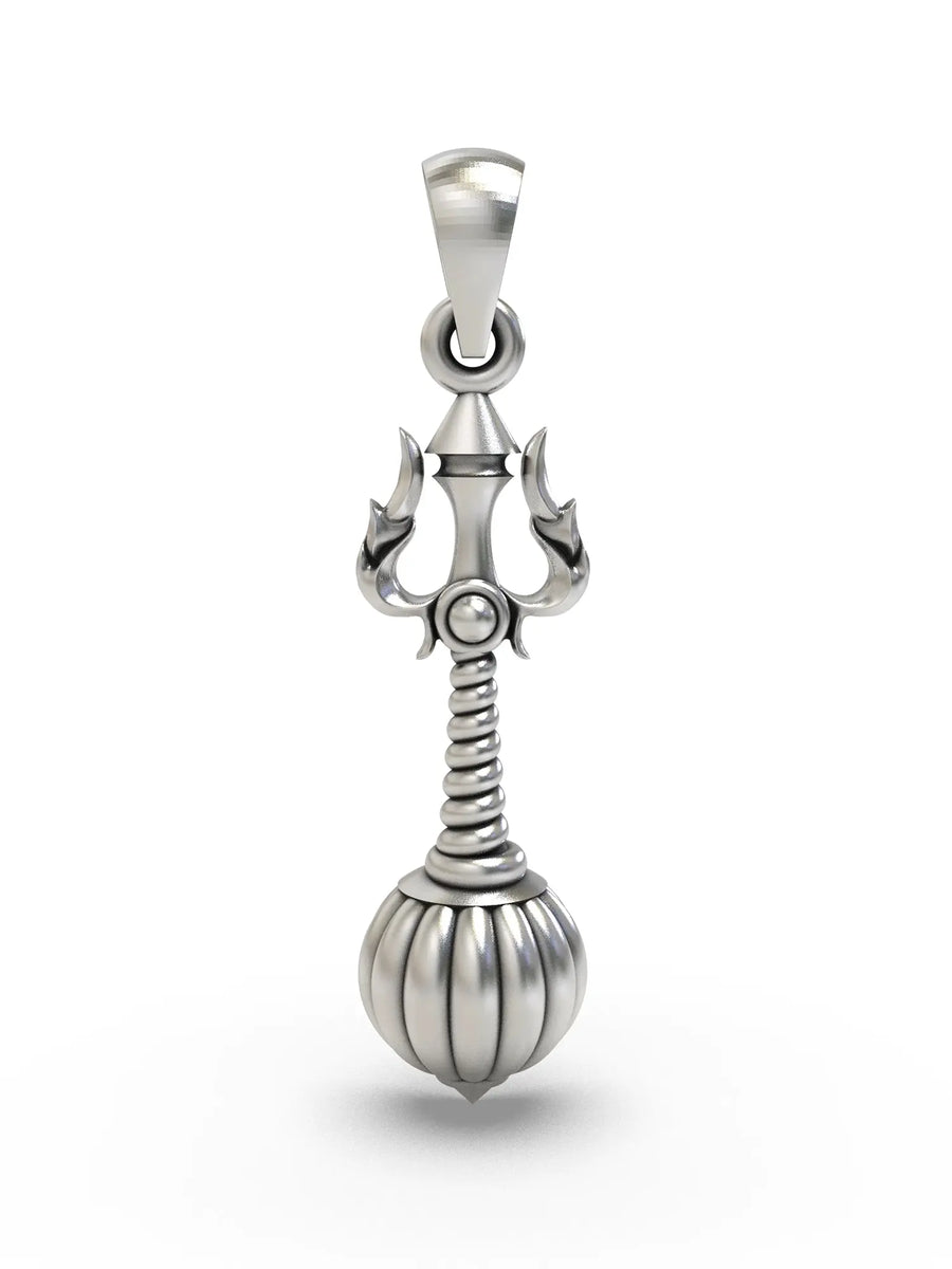 Lord Hanuman Mace and Trishul Sterling Silver Pendant