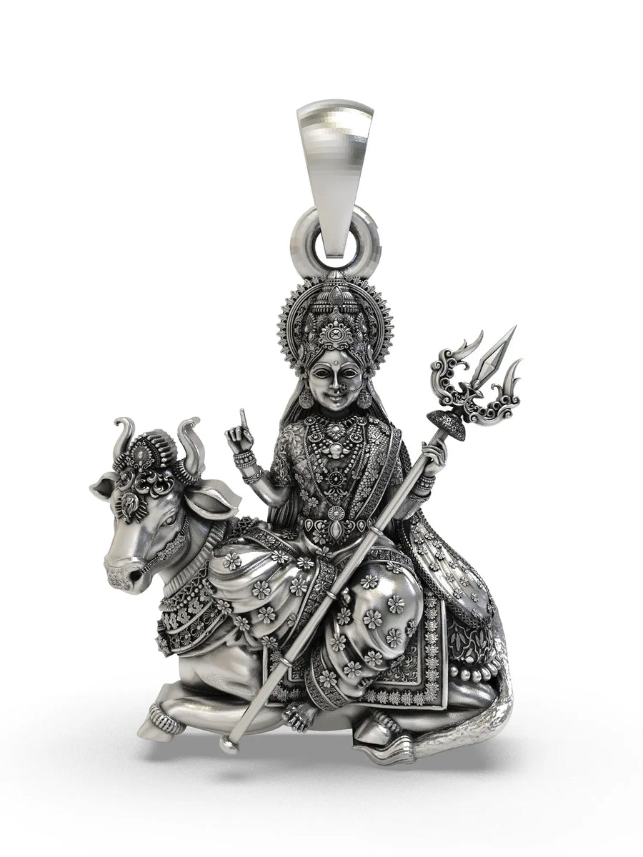 Mahagauri Navadurga on Bull Sterling Silver Pendant