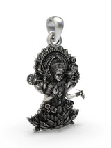 Shat Bhuja Lakshmi on Lotus Sterling Silver Pendant
