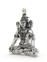 Lord Shiva in Padmasana Sterling Silver Pendant