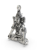 Lord Shiva in Padmasana Sterling Silver Pendant