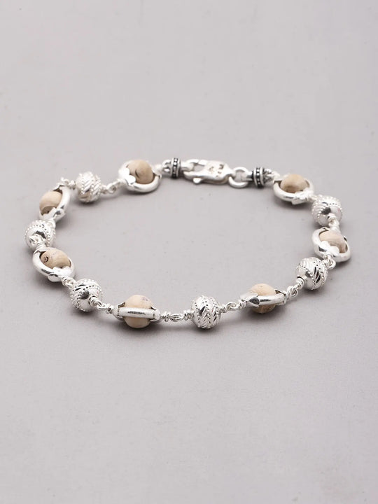 Tulsi Bead and Sterling Silver Link Bracelet