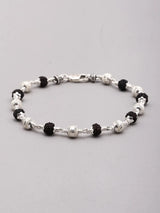 Rudraksha and Textured Sterling Silver Bracelet