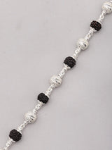 Rudraksha and Textured Sterling Silver Bracelet