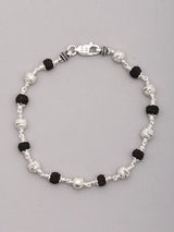 Rudraksha and Textured Sterling Silver Bracelet