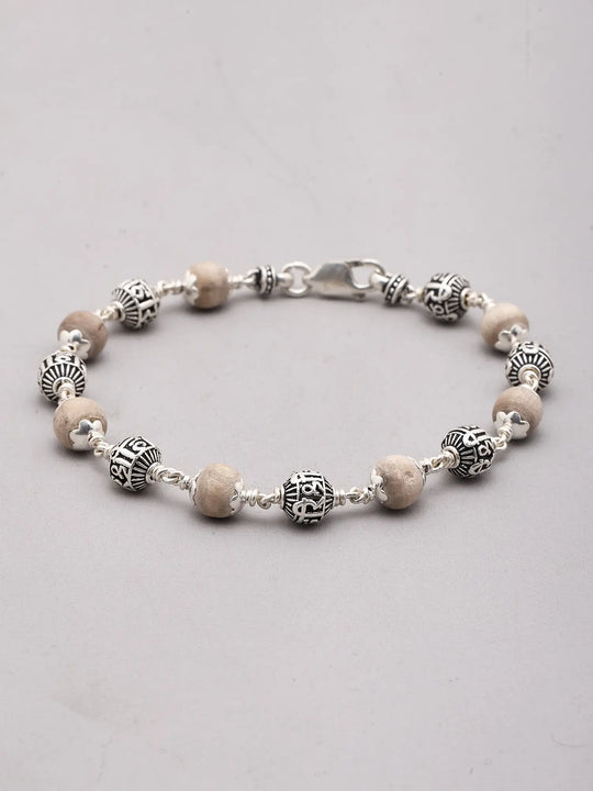 Tulsi and Shri Hari Sterling Silver Beads Bracelet
