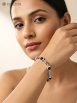 Rudraksha and Sterling Silver Om Namah Shivaya Bracelet