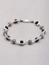 Rudraksha and Sterling Silver Om Namah Shivaya Bracelet