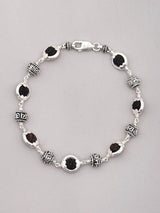 Rudraksha and Sterling Silver Om Namah Shivaya Bracelet