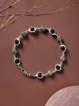 Rudraksha and Sterling Silver Om Namah Shivaya Bracelet
