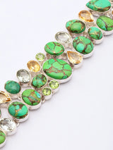Multi-Gemstone Statement Sterling Silver Bracelet