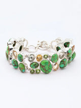 Multi-Gemstone Statement Sterling Silver Bracelet