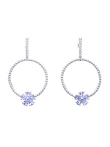 Tanzanite Floral Sterling Silver Hoop Earrings