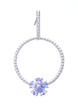 Tanzanite Floral Sterling Silver Hoop Earrings