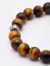 Tiger's Eye Bead Sterling Silver Elasticated Bracelet