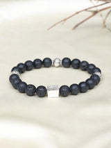 Lava Stone and Sterling Silver Elasticated Bracelet