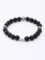 Lava Stone and Sterling Silver Elasticated Bracelet