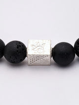 Lava Stone and Sterling Silver Elasticated Bracelet