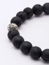Lava Stone and Sterling Silver Elasticated Bracelet
