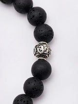 Lava Stone and Sterling Silver Elasticated Bracelet