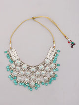 Mint Green Kundan Choker Necklace Set with Maang Tikka